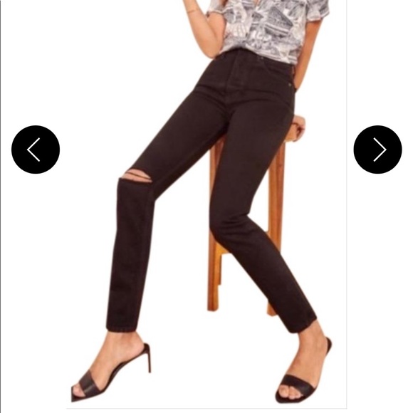 Reformation black skinny jeans with knee rip - Picture 1 of 6